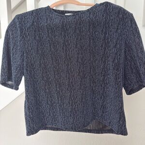Navy Short-Sleeve Knit Top